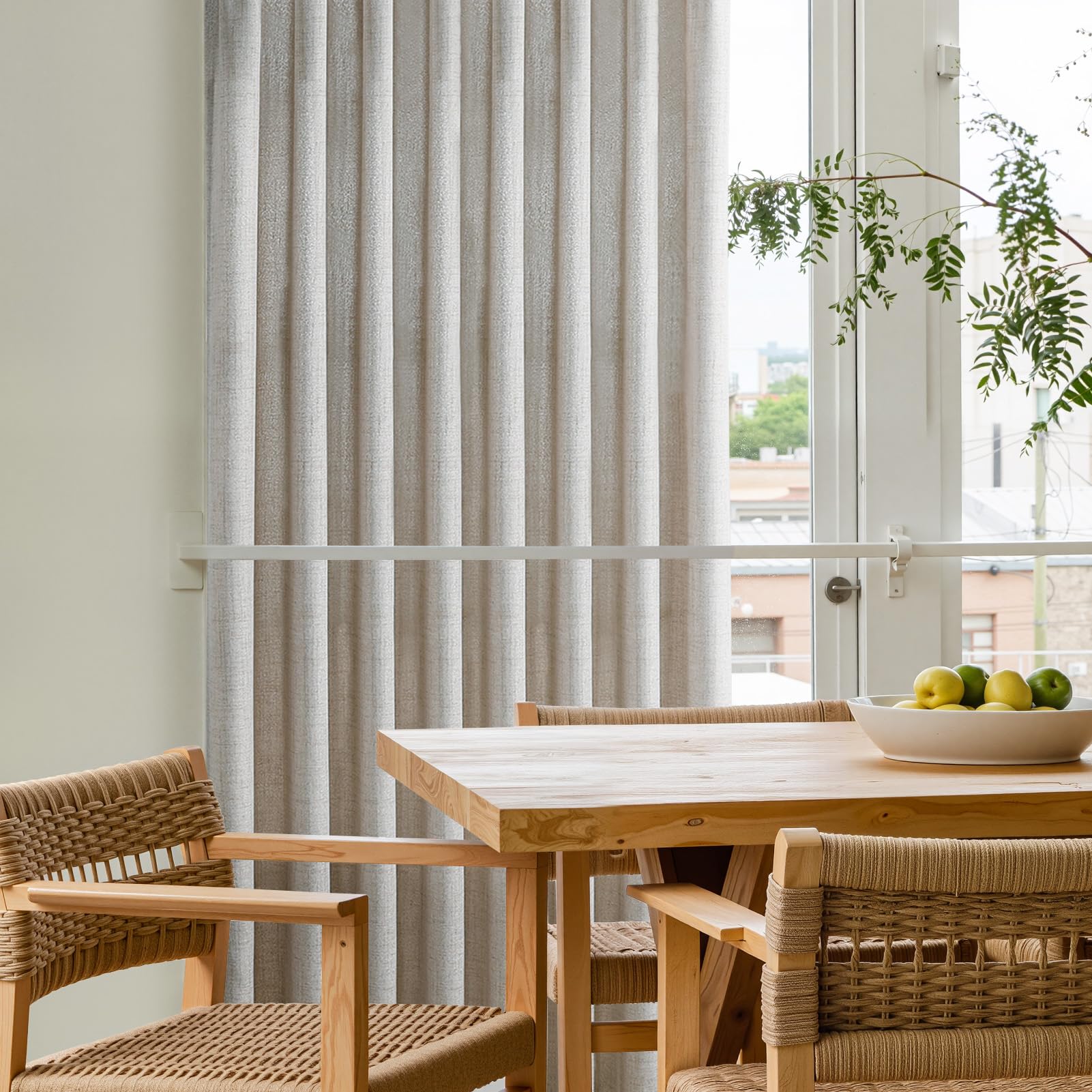 Softalker Rideau Grande 300x250 cm en Lin Naturel Rideaux Voilage Salon Moderne Semi-Transparent Voile Rideau à Oeillets Décoration de Fenetre Chambre Enfant Cuisine Balcon Dressing Extérieur,Lot de 1