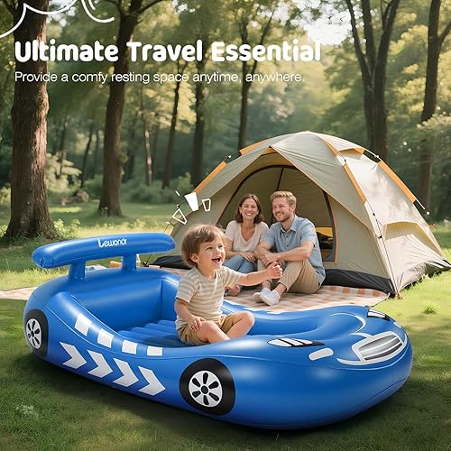 Miniatura 8 de Cama inflable para niños, colchón de aire para niños con parachoques de seguridad, colchón inflable para niños pequeños con bomba de mano, cama