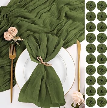 Cloth Napkins Set of 36 Olive Green Napkins 20x20inch Cheesecloth Napkin Rustic Boho Gauze Dinner Napkin Cloth Washable Elegant Table Napkins Bulk for Wedding Party Bridal Baby Shower Table Decor