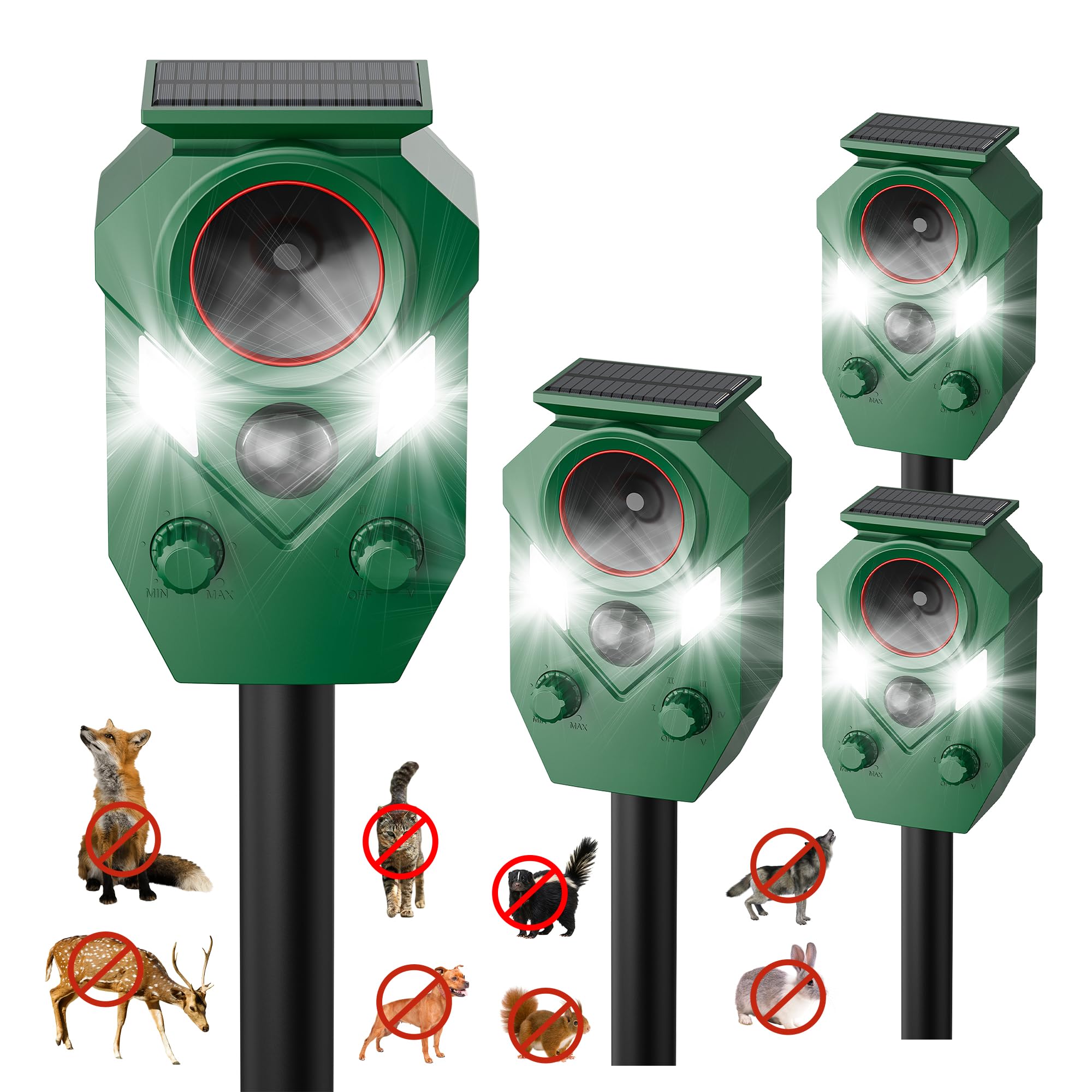 Solar Ultrasonic Animal Deterrent Outdoor, Deer Repellent Devices