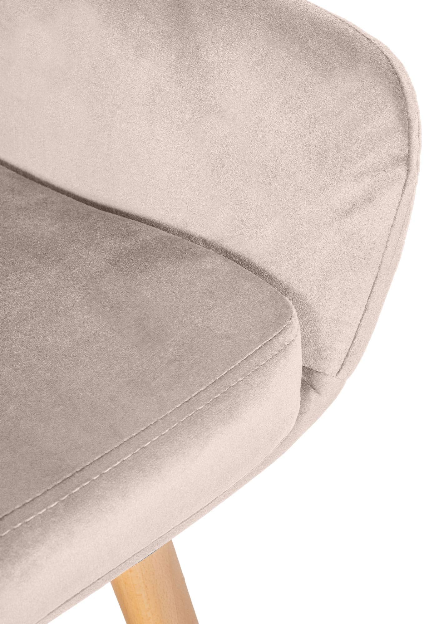 CLP Set de 2 taburetes Acolchados con Respaldo Grant, Taburete de Bar con Cubierta de Terciopelo, Estructura de Madera hasta 150 kg de Carga Color Crema