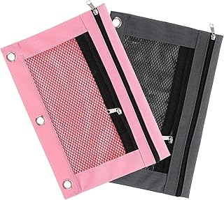 Operitacx 2 Peças De Fichário Transparente Para Máscara De Olho Rosa Bolsas Cegantes 3 Bolsos Para Fichário Porta-Cartões Porta-Lápis Capa De Lápis Dupla Camada Tecido Oxford B5