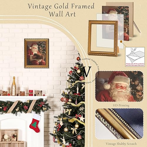 Miniatura 3 de Arte de pared con marco dorado vintage navideño