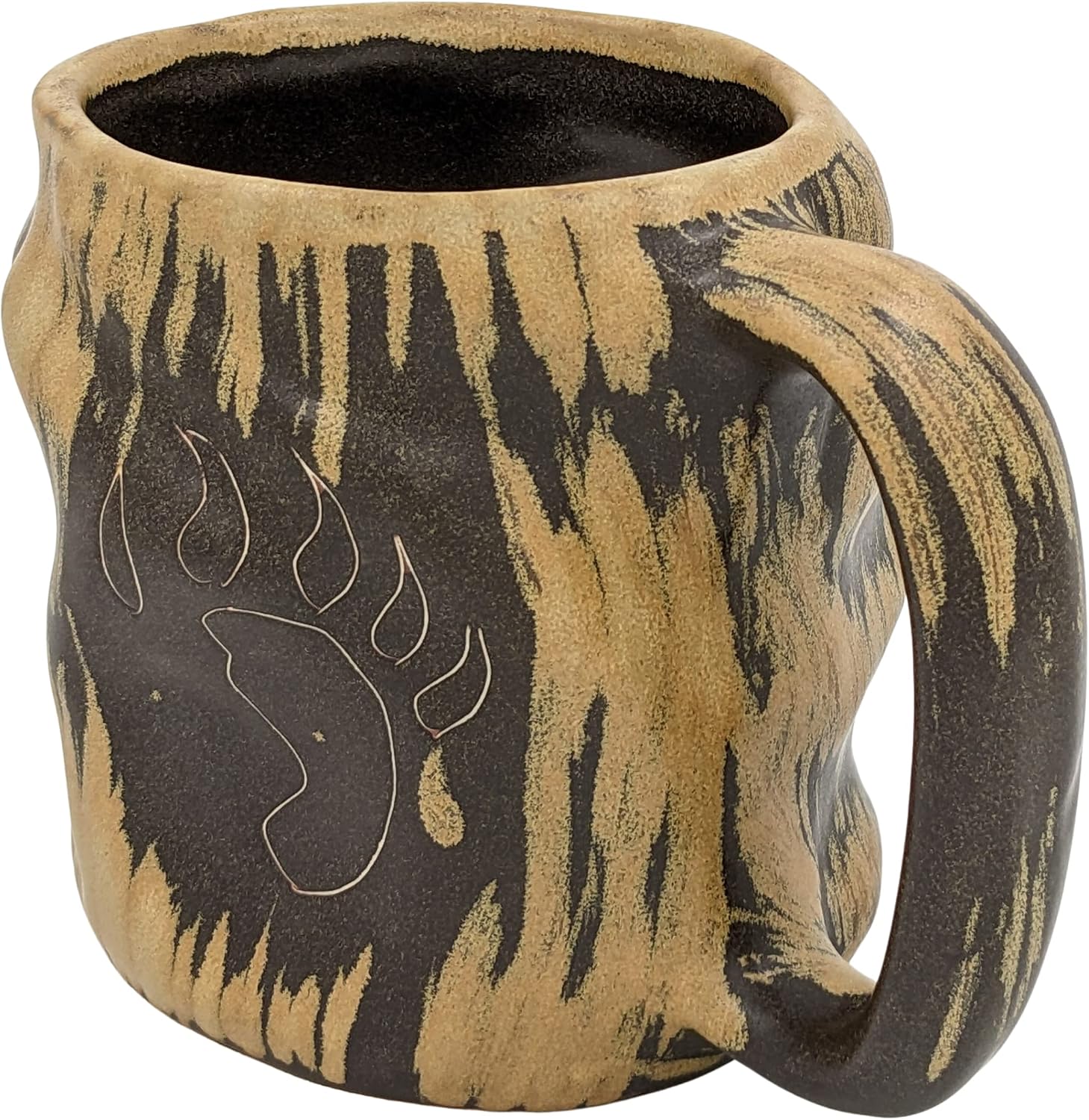 One (1) MARA STONEWARE COLLECTION - 20 Oz. Rock Art Coffee Cup Collectible Dinner Mug - Bear & Wolf Paws by Mara Stoneware