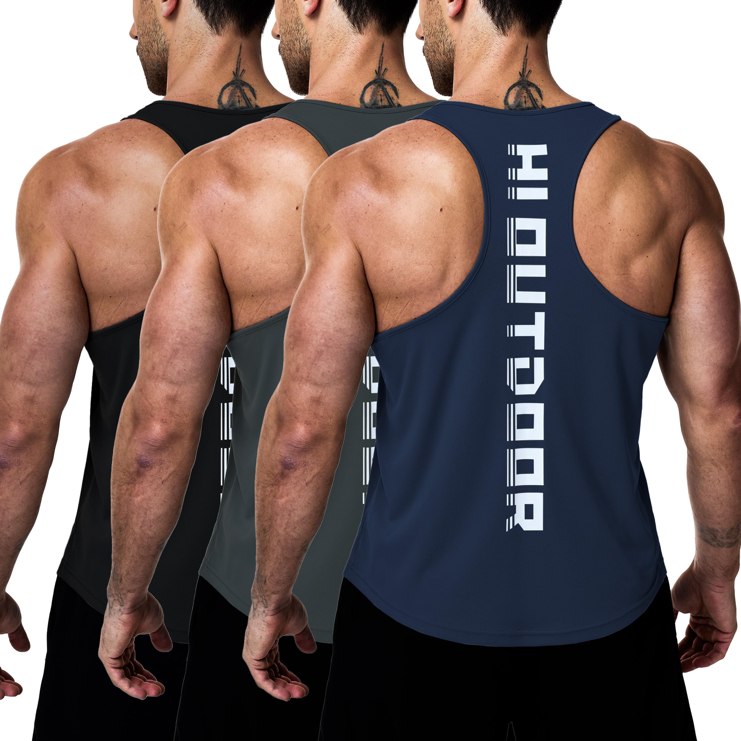 Hioutdoor Tank Top Fitness Herren 3er Pack Ärmelloses T Shirts Atmungsaktive Achselshirt Schnelltrocknend Atmungsaktiv Laufshirt Tanktop Gym Training Workout Muskelshirts Sleeveless Funktionsshirt