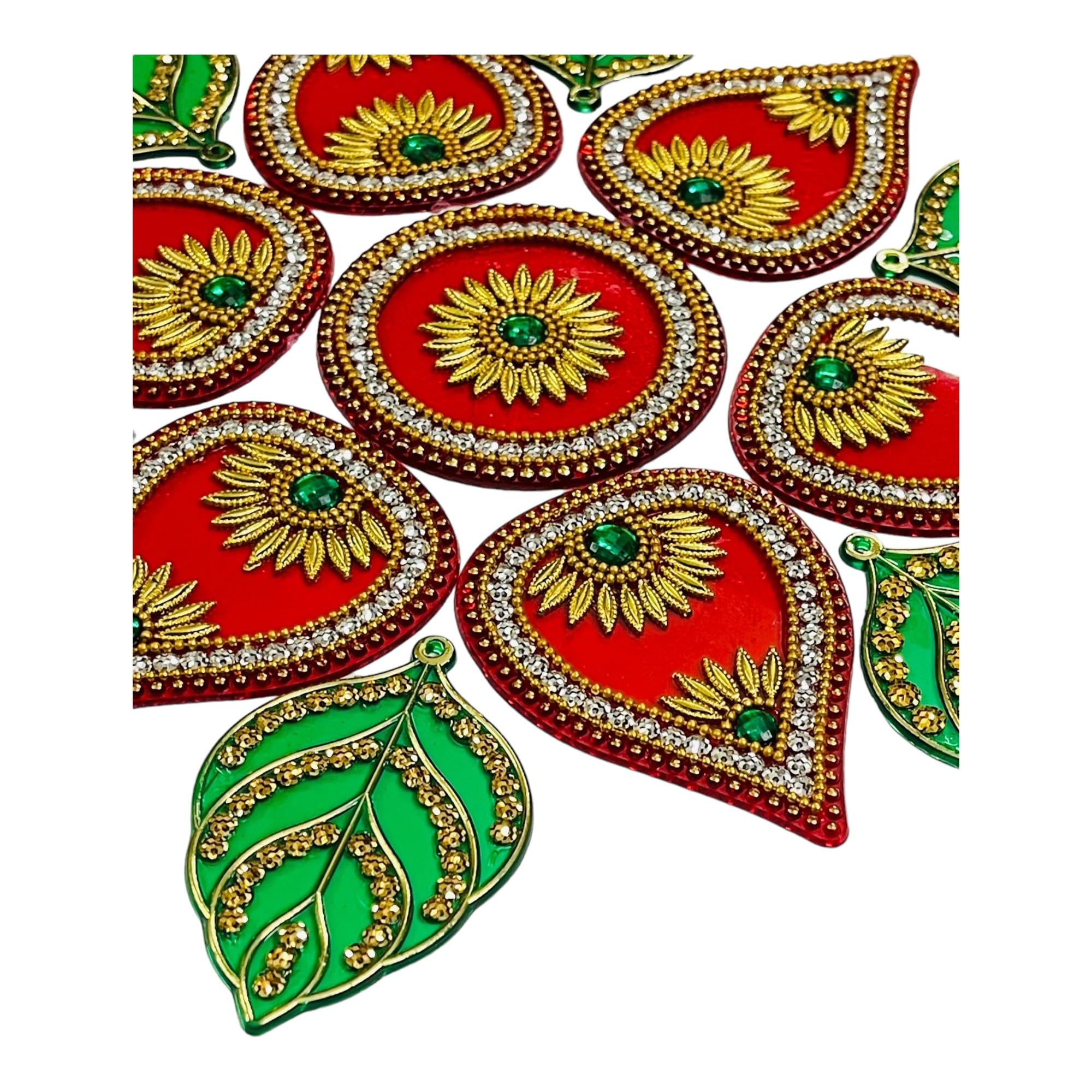KRIWIN 10 to 11 inches Dia -Floor/Wall/Table Rangoli Decorative Reusable Showpiece (Acrylic) (Leaf) 1
