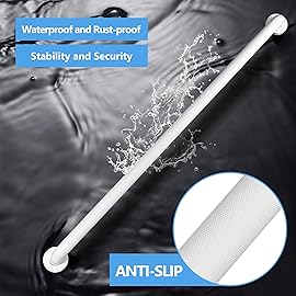 Rackickyer Shower Grab Bar, 2 Pack 39.4 Inch White Bathroom Grab Bar, 1.25 Diameter 304 Stainless Steel Anti-Slip Grab Bars for Bathtubs and Showers, Handicap Shower Grab Bar for Seniors Elderly