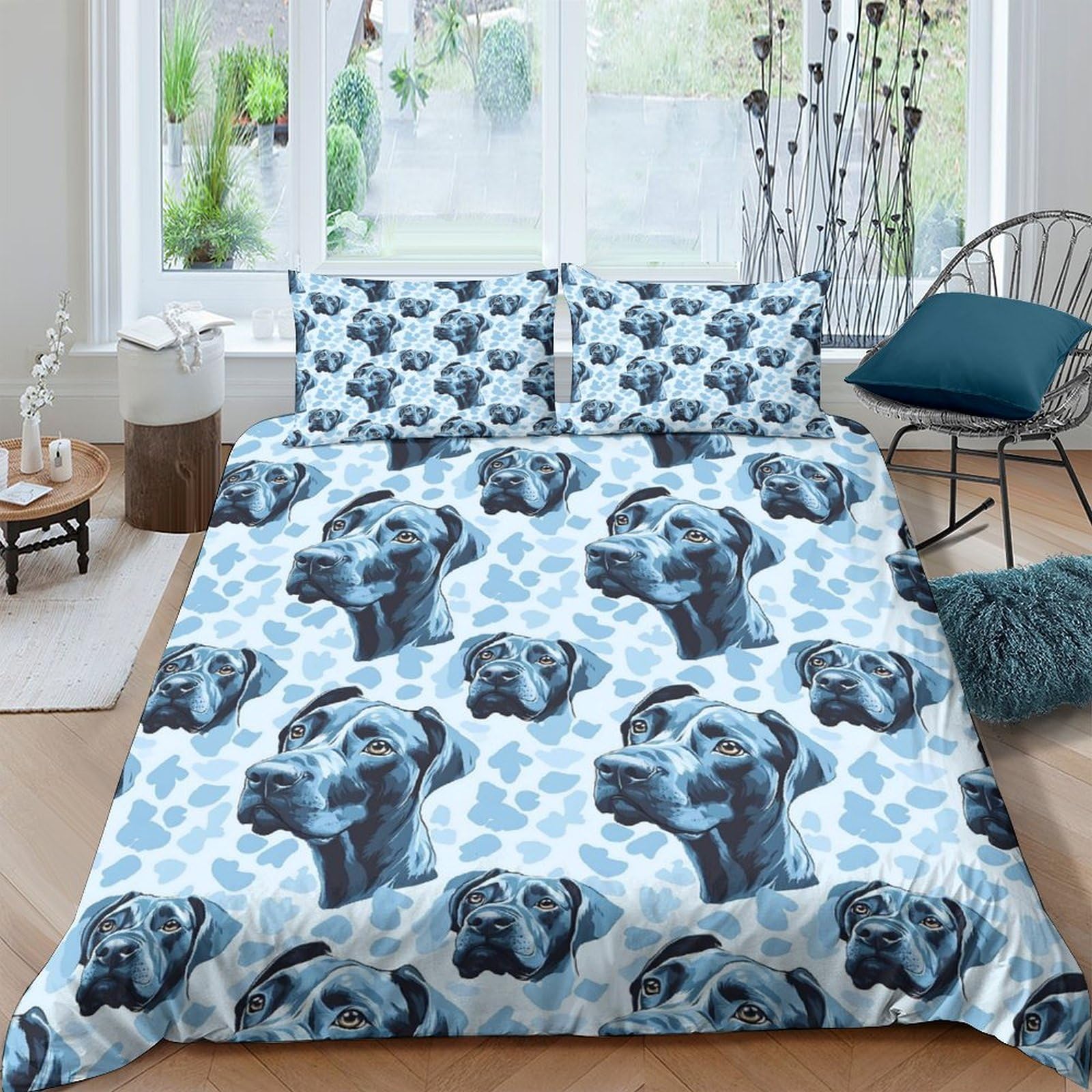 Ctjqhvkz Style-1 3D Printed Blue Labrador Fitted Sheet Microfiber Soft Breathable Dog Pattern Mattress Cover For Bedroom Dorm Decor Single（135X200cm）