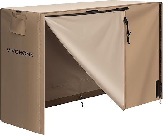 VIVOHOME 5ft Firewood Log Rack Cover, Heavy Duty 600D Oxford, Double Layer Outdoor Weather Resistant Fire Wood Storage Holder Cover with Zipper and Hook Loop Tape, Brown