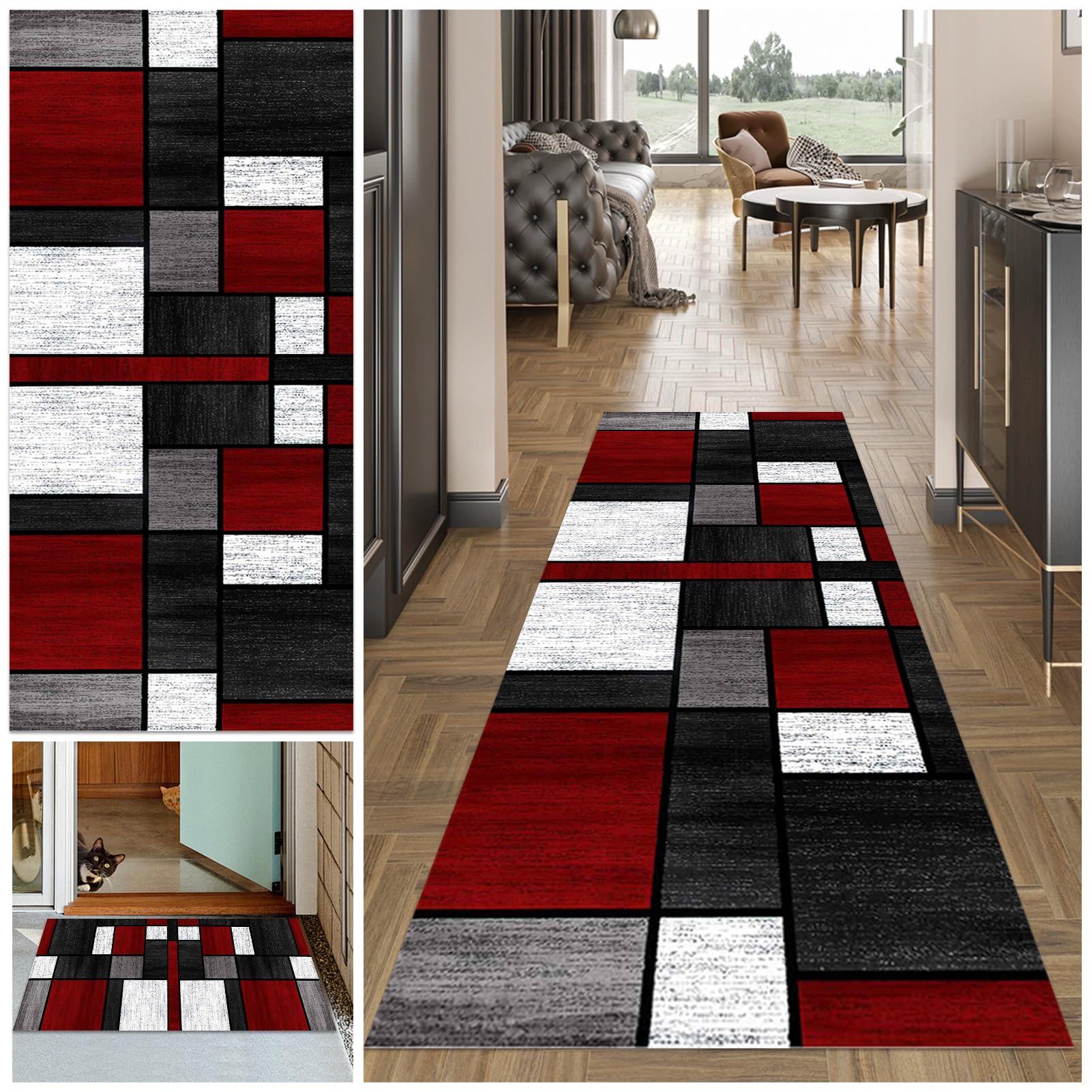 Carpet Runners for Hallways 60 x 400 cm Non Slip Carpet Runner Absorbent Carpet Floor Mat Machine Washable Kitchen Runner Rug Long Hallway Hall Runner Narrow Rugs Area Rug Runner Rug for Hallway