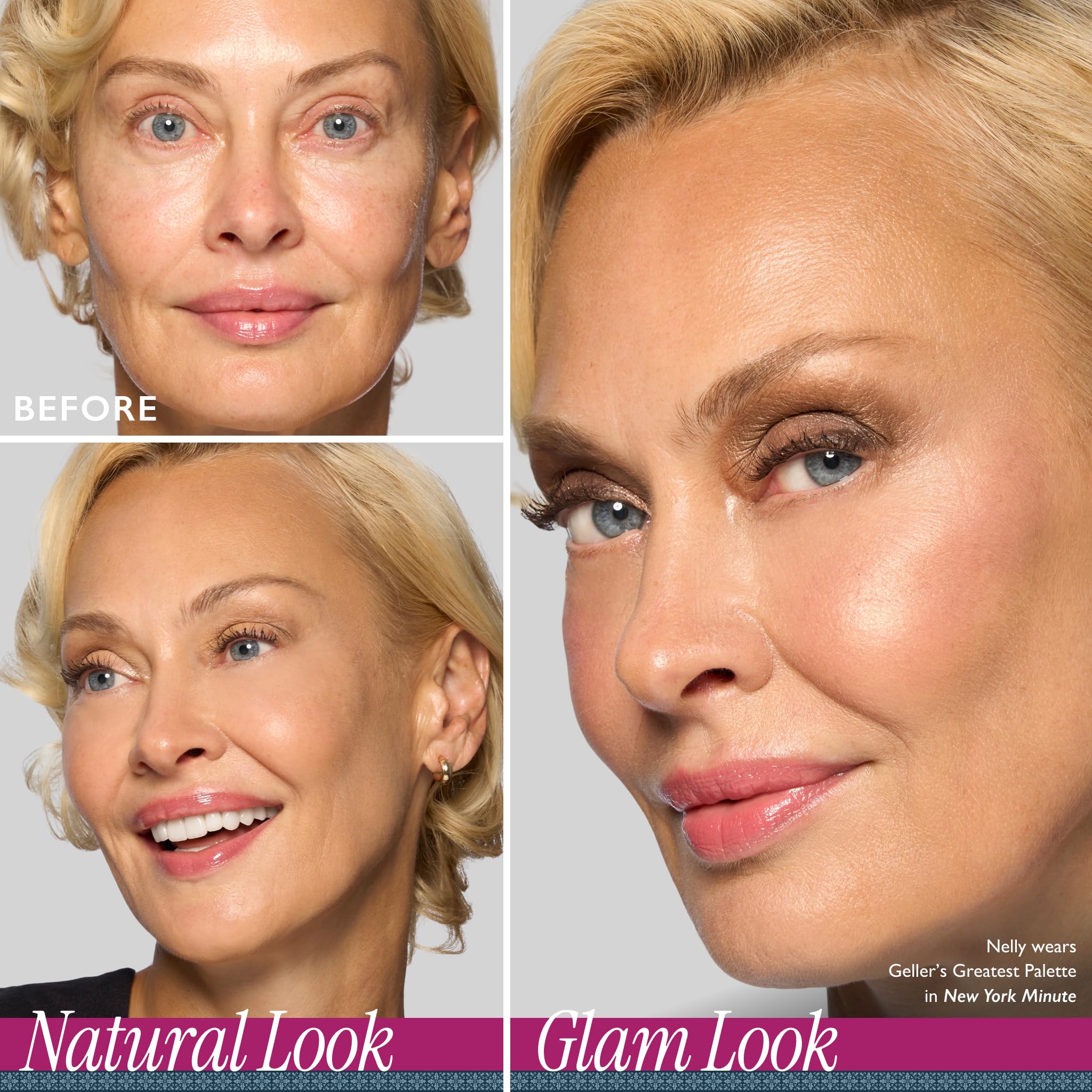 Laura Geller Beauty Geller's Greatest New York Minute - Tavolozza viso e occhi - Contiene fard, bronzer e ombretto duo, trucco facile da viaggio, compatto per pelli mature