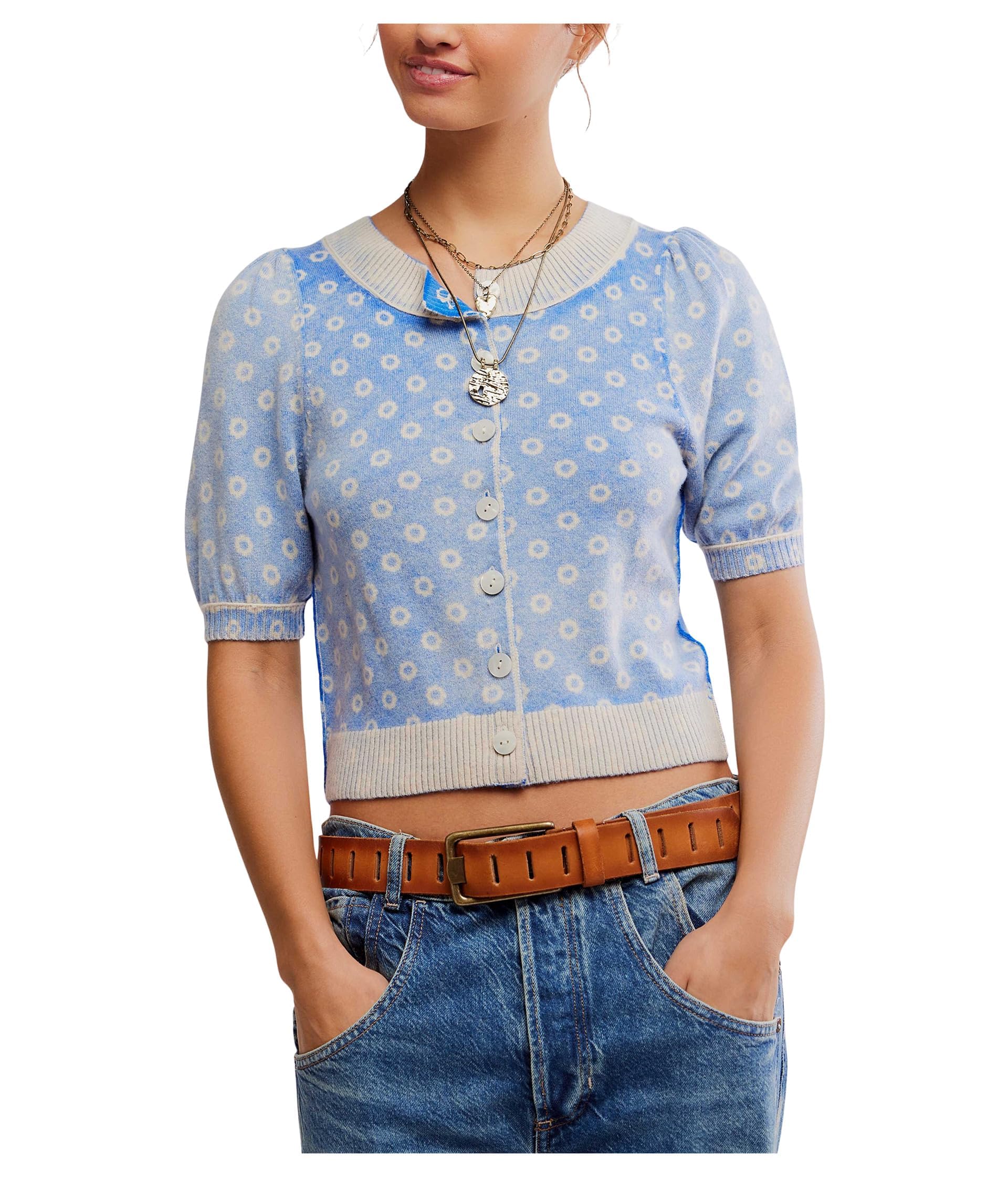Free People Womens Isla Patterned Cardi