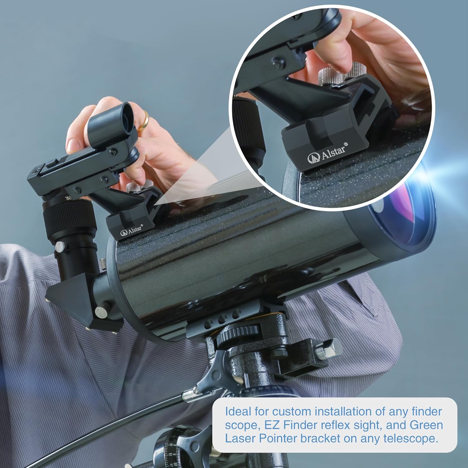 Alstar 70mm Compact Deluxe Finder & Guidescope - Bundle with - Universal Dovetail Base & Finder Scope Holder