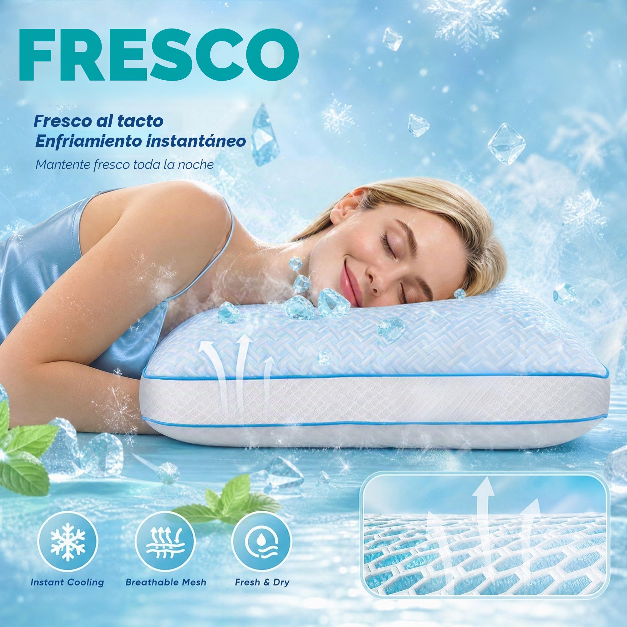 Almohada Viscoelástica Gel – Pack de 2 Almohadas Cama 50x70 cm, Altura Regulable, Transpirable y Cómoda, con Funda Extraíble Lavable, Alivia Cervical, Adapta a Todas Posiciones
