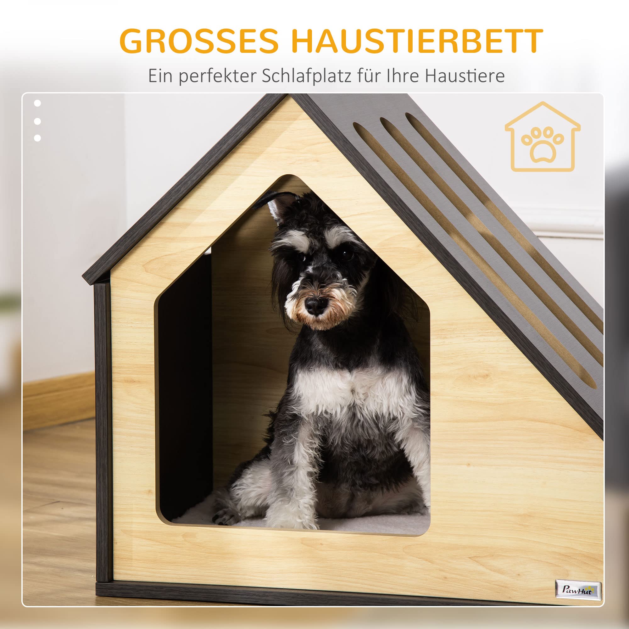 PawHut opvouwbaar dierenhok binnen kattenbak hek hondenhok natuurlijk massief hout 78 x 51 x 62