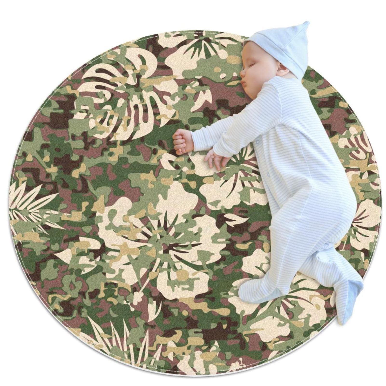 Tapis camouflage rond JDEZ pour chambre de garçon et salon