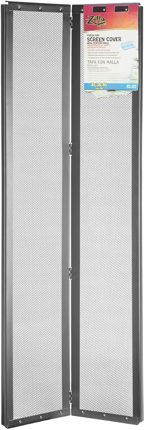 Zilla 13432 Fresh Air Screen Cover with Center Hinge for Pet Cages, 36-3/8 x 12-3/4", Black