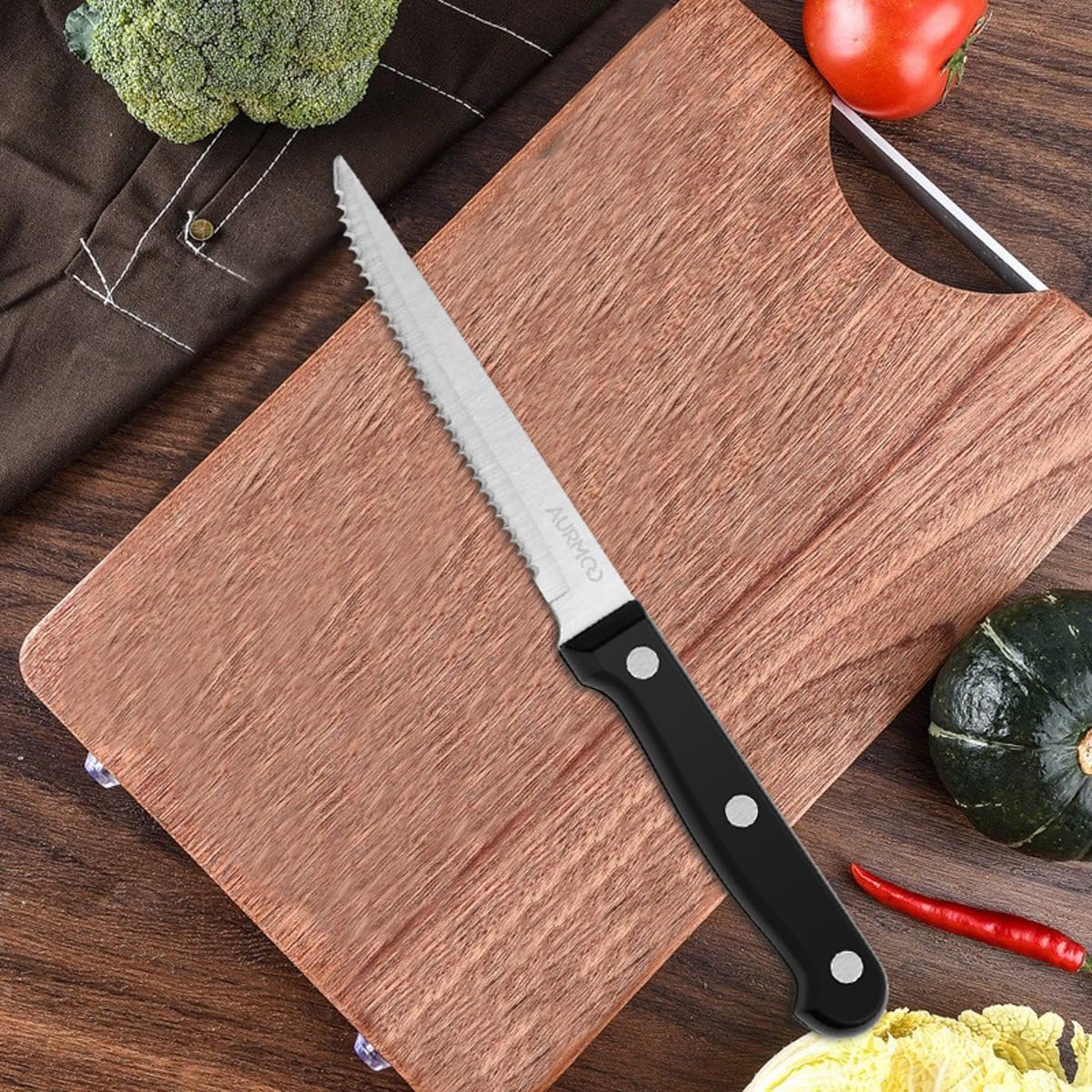 Coltelli da Bistecca 12 Pezzi, Set di Coltelli da Carne, Set di Coltelli Bistecca, Professionale Set Coltello Bistecca, Coltello Affilati con Lama in Acciaio Inox, Coltellos da Tavola