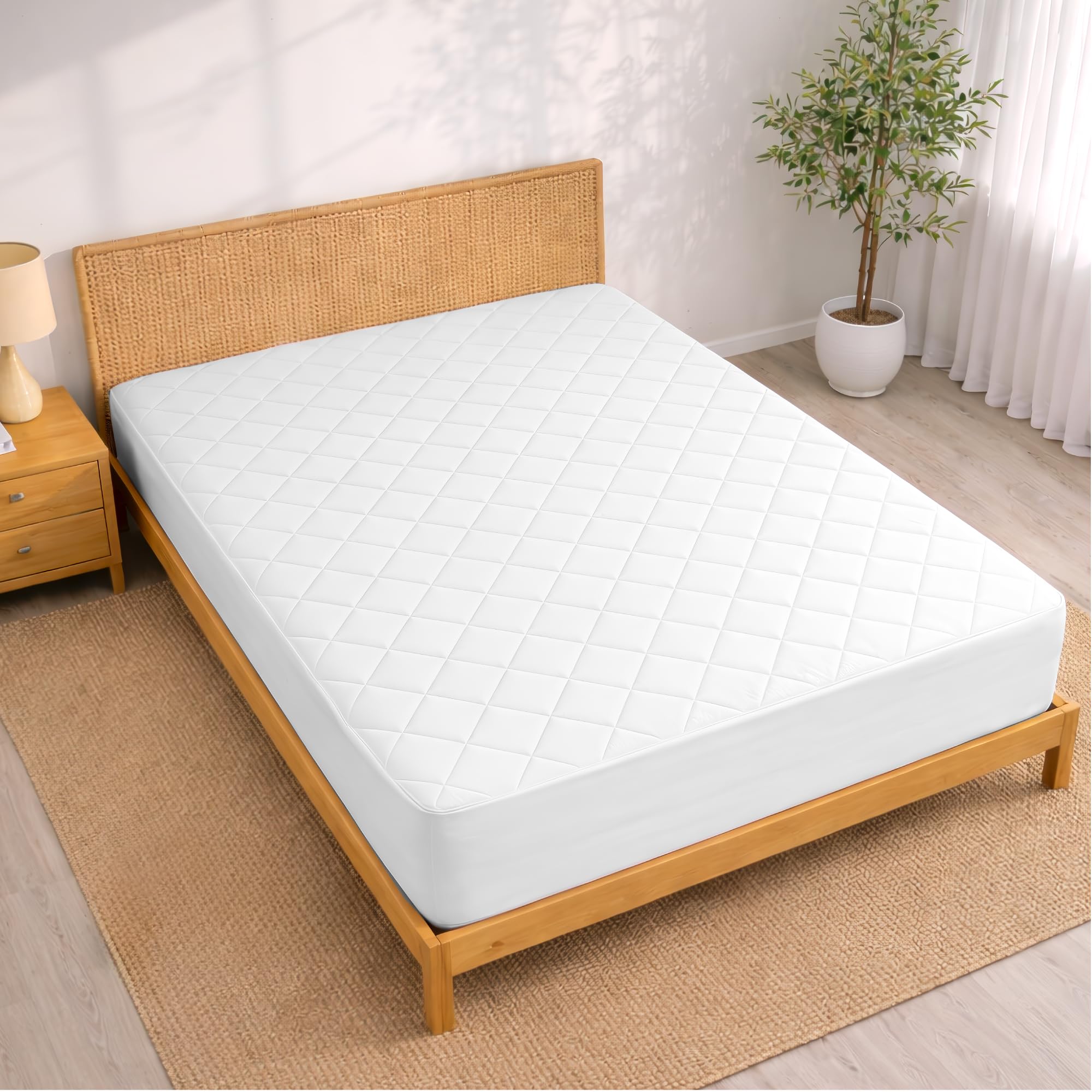 Twinzen Protector Colchon 180x200 cm Acolchado - Cubre Colchon con Goma Elástica en el Contorno, Solapa de hasta 40 cm - Oeko-Tex, No Impermeable