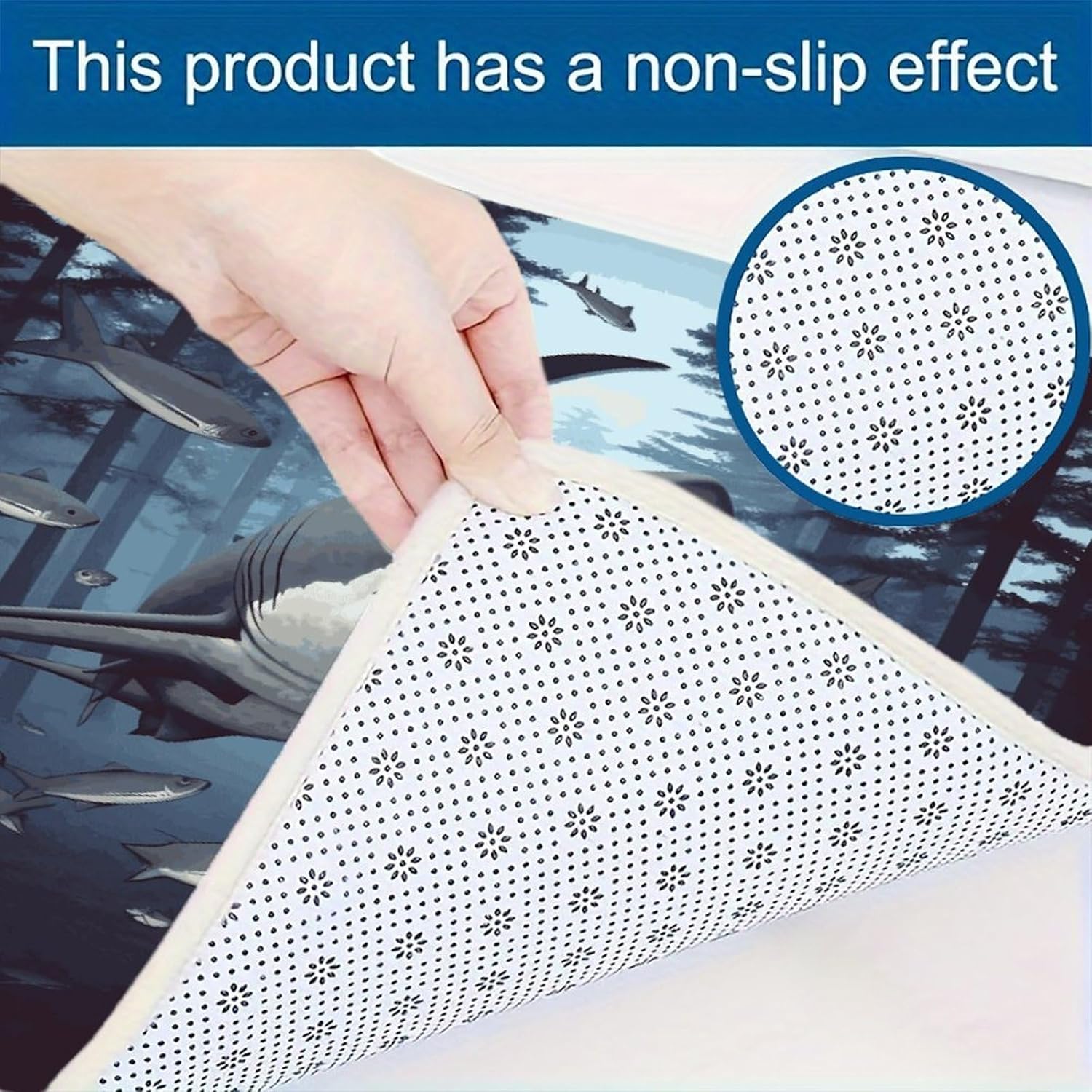 Funny Sharks Design Kitchen Mats with 2PCS Non-Slip Washable,Kitchen Rug Heavy Duty Durable, Floor Mats for Kitchen,Office,Sink,Laundry