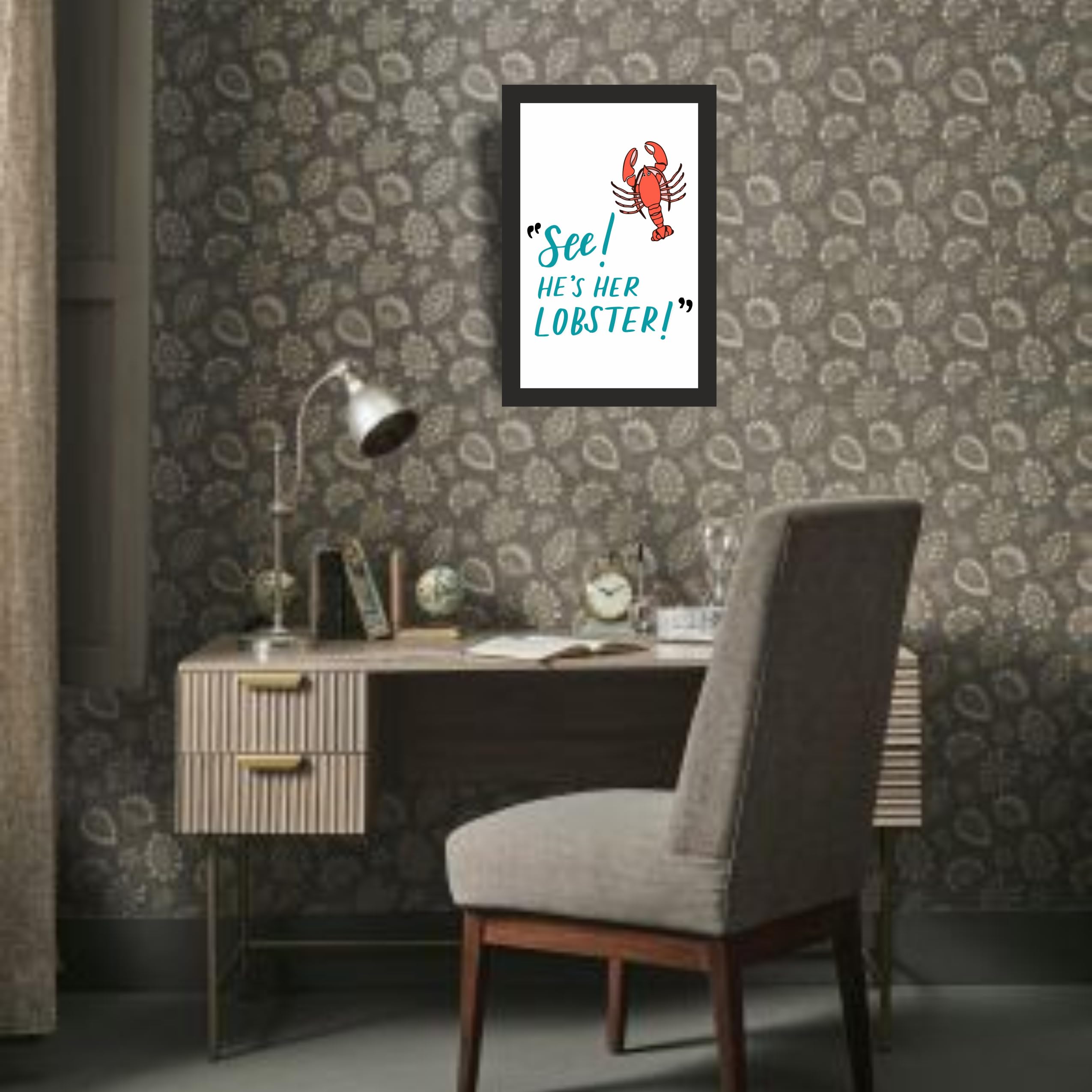 Friends He's Her Lobster Photo Frame A4 Black Wall Art