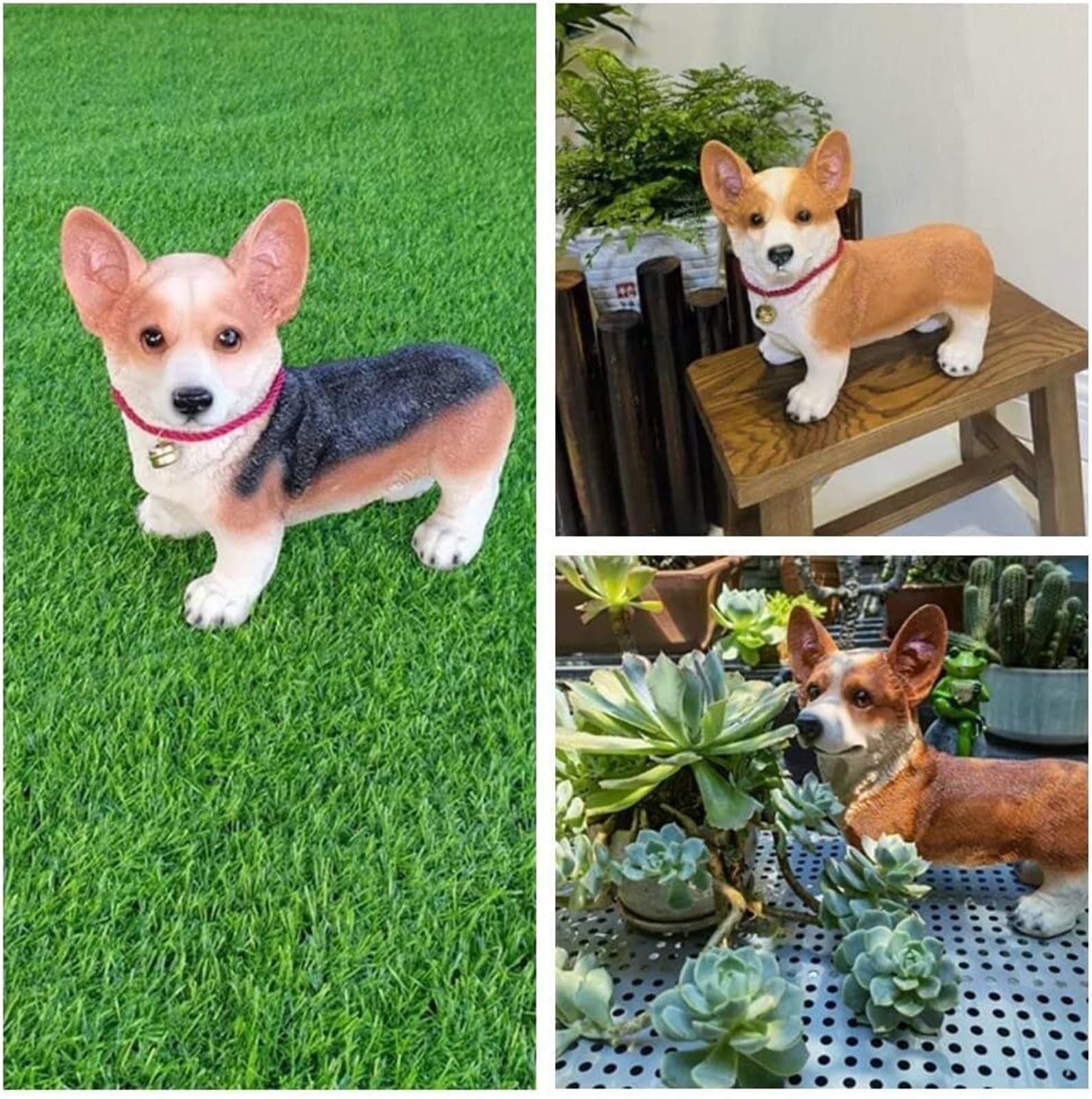 Arte per esterni Statua da giardino for cani in resina for Corgi Scultura esterno Decorazioni per il giardino anteriore(Black)