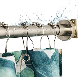 Artiwell Heavy Duty Shower Rod, Adjustable Shower Curtain Rod, Expandable 47-84 Inch, Permanent Mount Shower Rod, Never Rust Stainless Steel For Window Curtain and Closet, Brushed Nickel