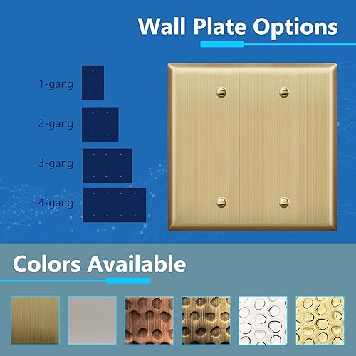 Vista 34 de LIDER Placa de pared de metal en blanco, cubierta de salida de acero inoxidable, resistente a la corrosión, tamaño mediano de 1 banda, 4.88 x 3.11