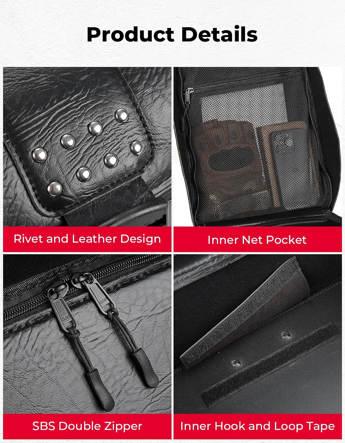 KEMIMOTO Motorcycle Tail Bag Rivet with Secure Locking Bracket 25L Large Capacity Universal Motorcycle Luggage Travel Storage Bag for Trip Camping Outdoor