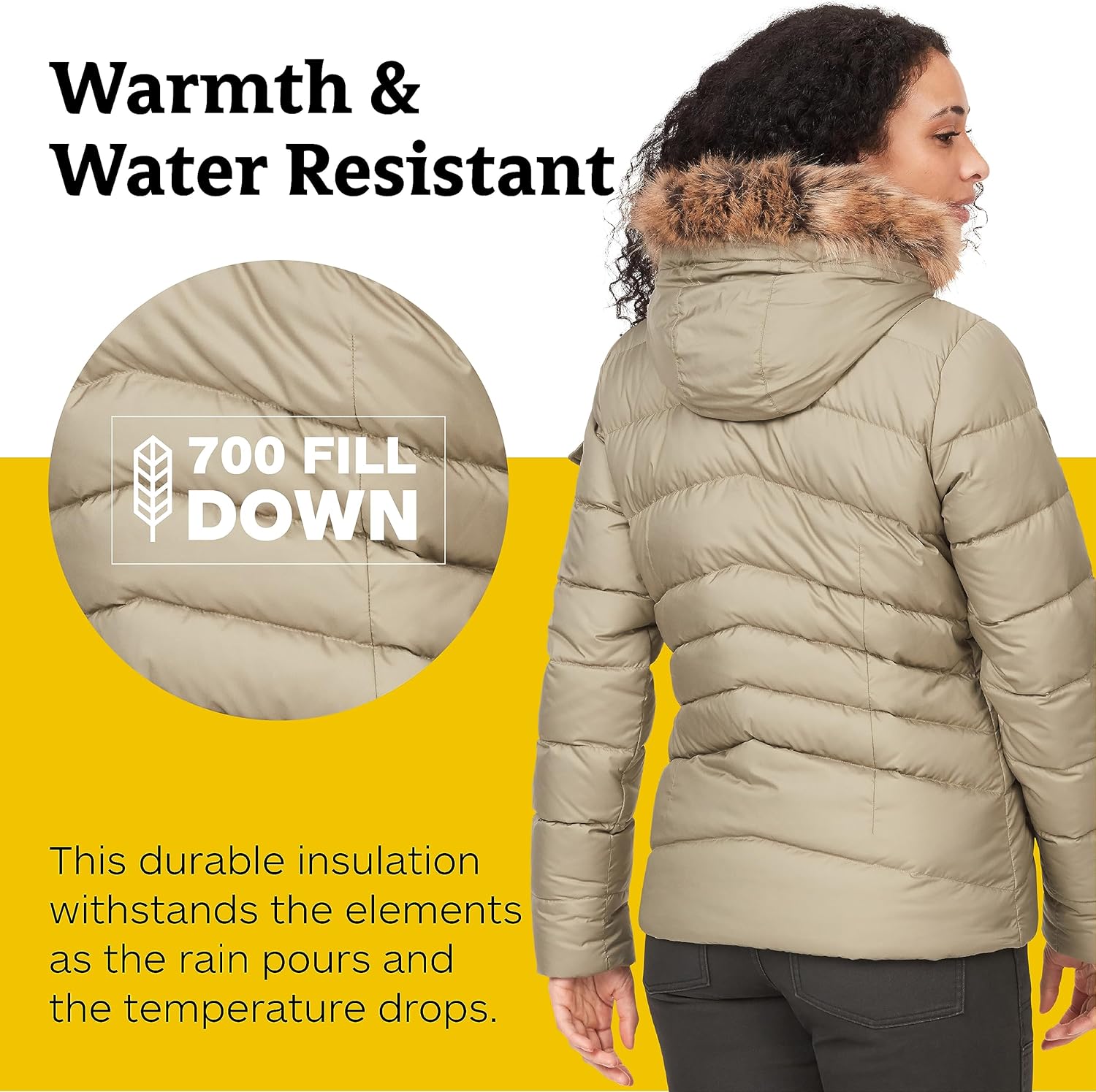 MARMOT Women's Ithaca Jacket - 700-Fill Down-Insulated, Water-Resistant Coat with Zip-Off Hood and Removable Fur Ruff