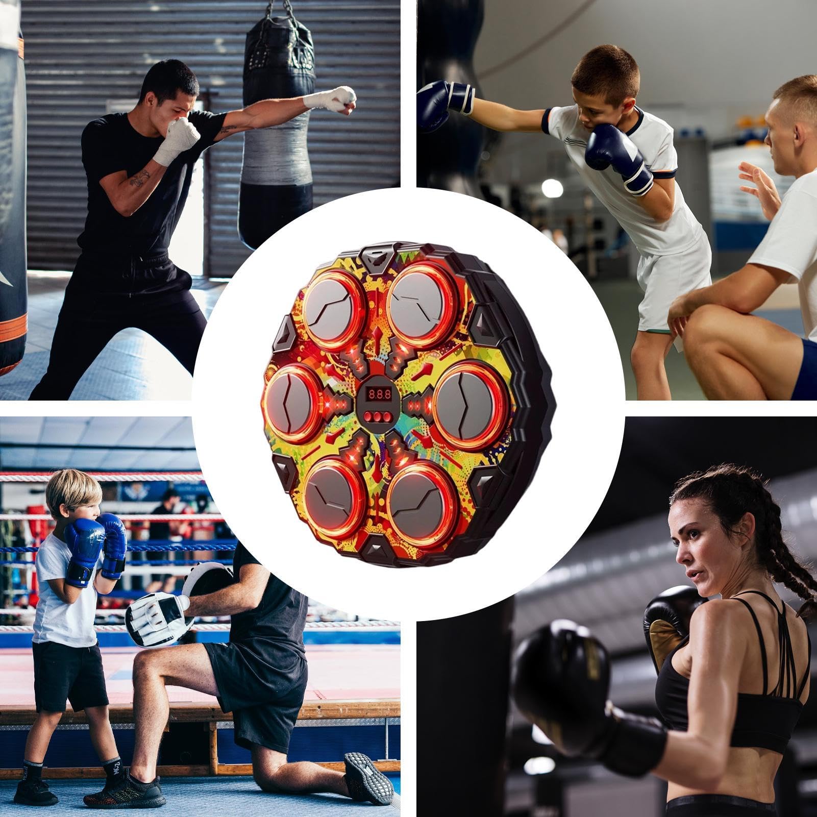 Maszyna do boksu muzycznego, sprzęt treningowy do ćwiczeń, 198 lbs Capacity Boxing Music Trainer z wyświetlaczem LED, urządzenie do ćwiczeń na ścianie z regulowaną prędkością, do biura domowego do