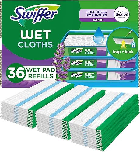 Swiffer Sweeper Wet Mopping Cloth Multi Surface Refills Febreze Lavender Scent 36 count