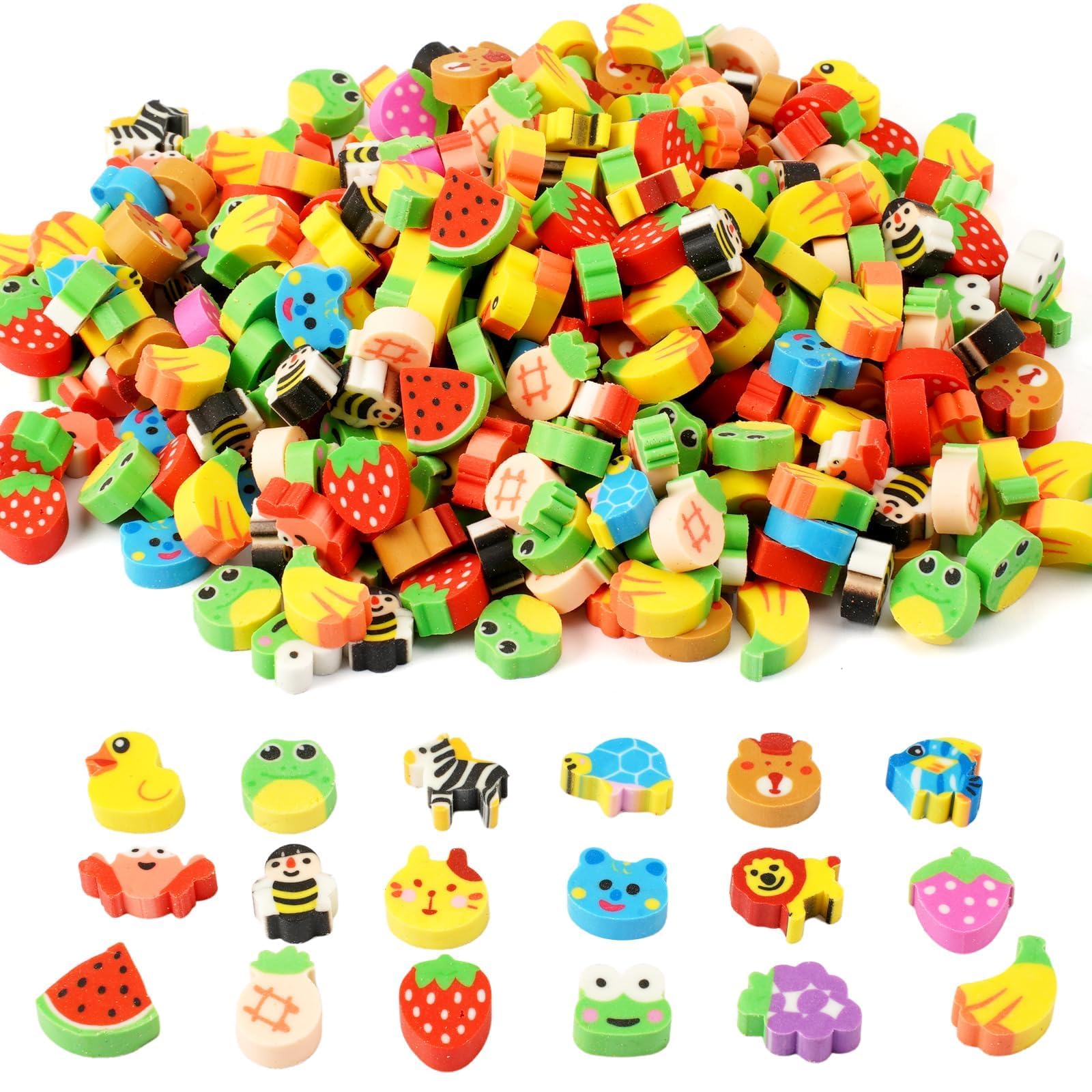 300 Pieces Mini Erasers for Students Small Pencil Erasers Cute 1-2 cm