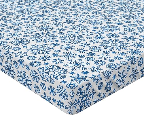 Miniatura 3 de Lunarable Snowflake Fitted Sheet Set, Christmas Different Shapes Snowflakes Pattern Winter Frosty Arctic Print, Bed Cover with All-Round Elastic