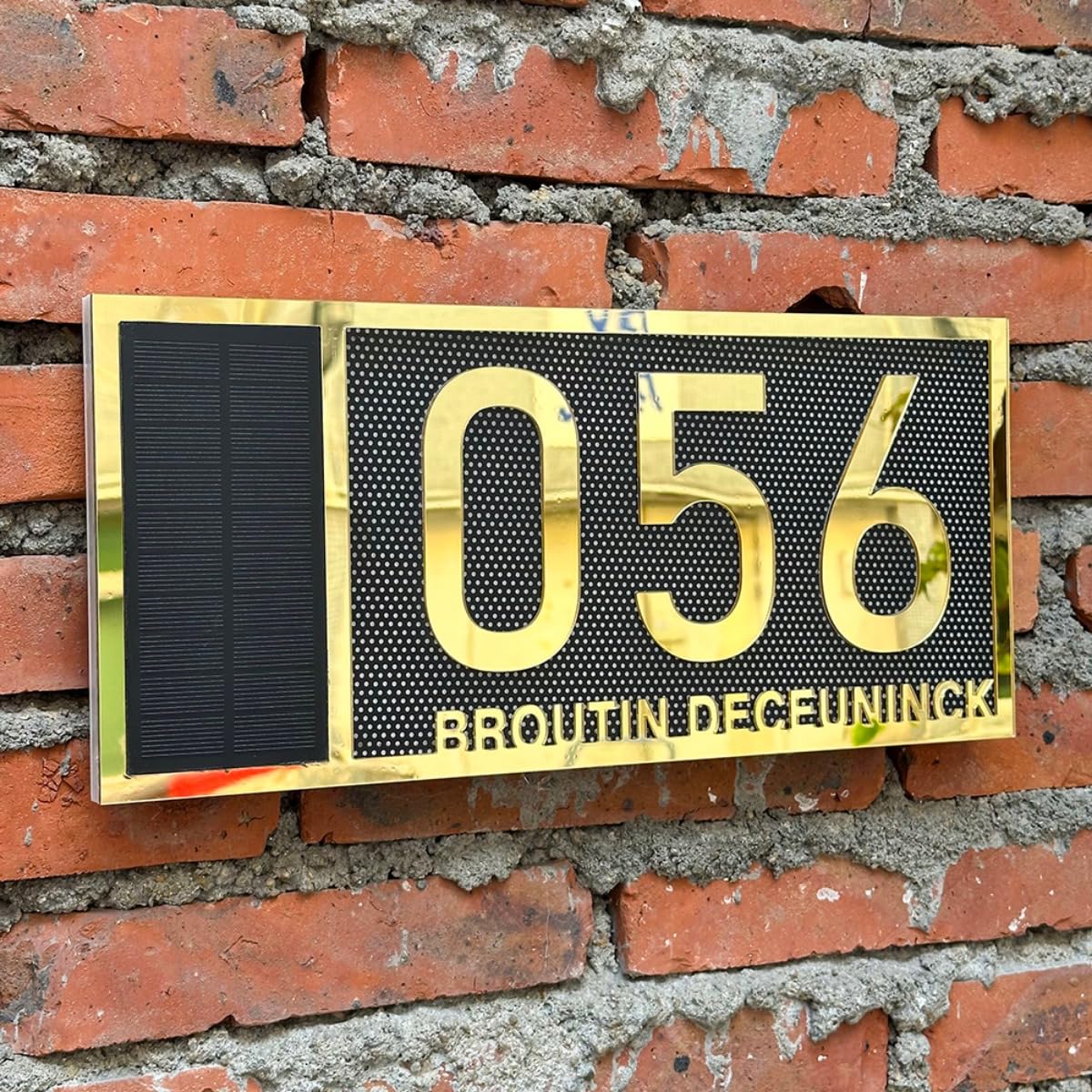 Numero civico personalizzato con luce solare,Segnaletica solare personalizzata per case,decorazione da parete personalizzata (oro)