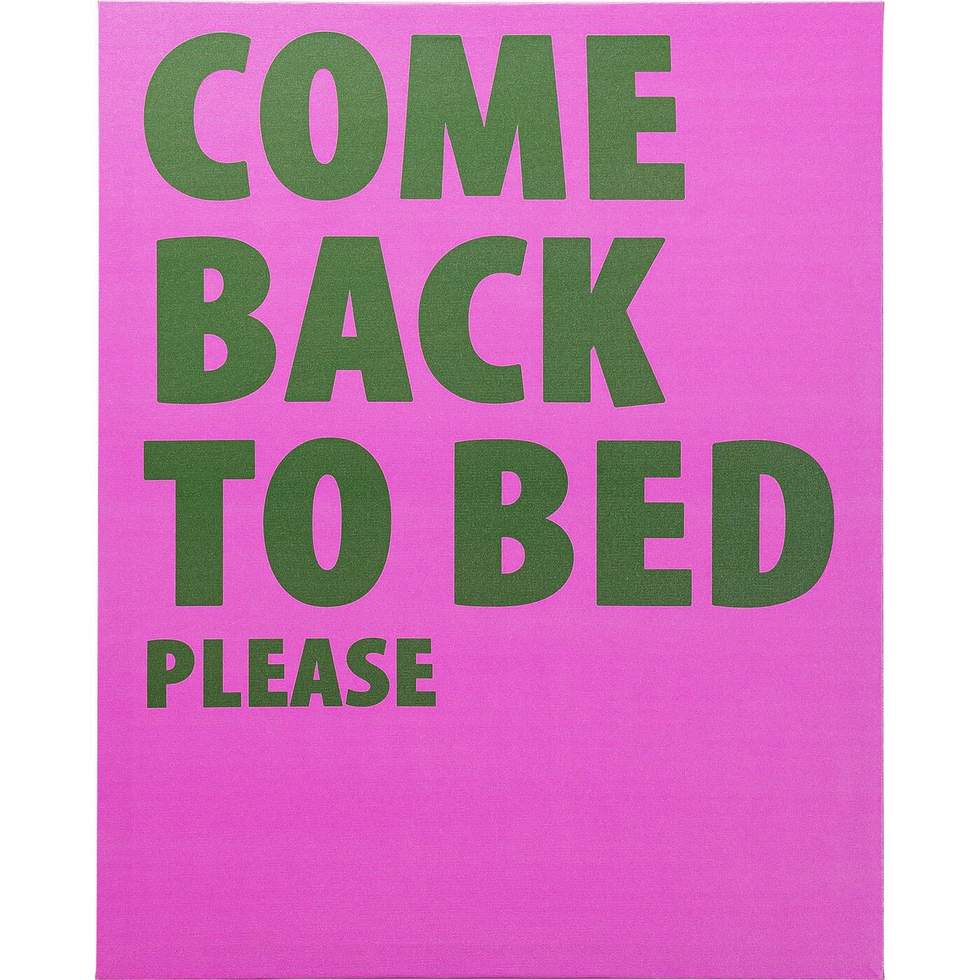 KARE Design quadro su tela Come Back To Bed, fuchsia/verde scuro, rettangolare, quadro con scritta, gioco di parole, stile pop art, minimalista, industrial, sala, corridoio, stanza da letto, 50x40 cm