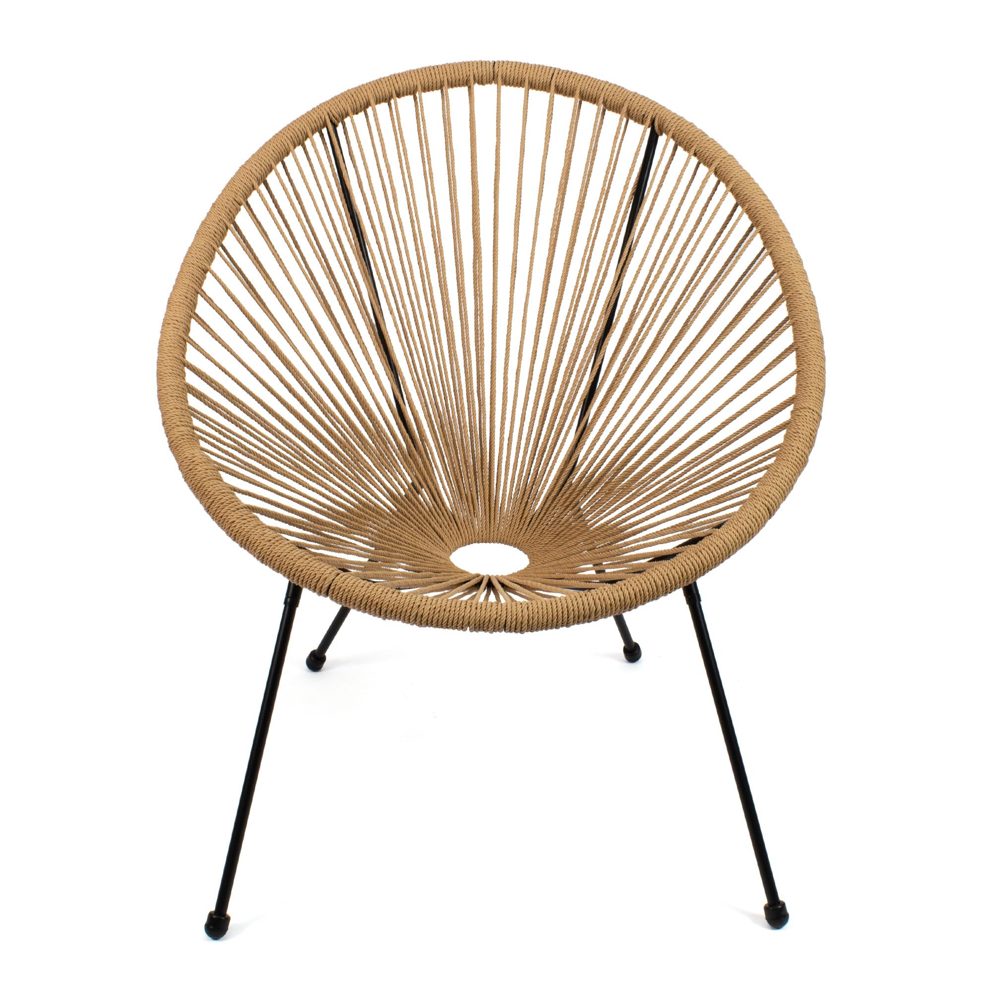 THE SECRET HOME - Silla Acapulco en Ratán para Jardín - Silla de Acero - Asiento de Exterior para Balcón, Terraza y Jardín (Natural)