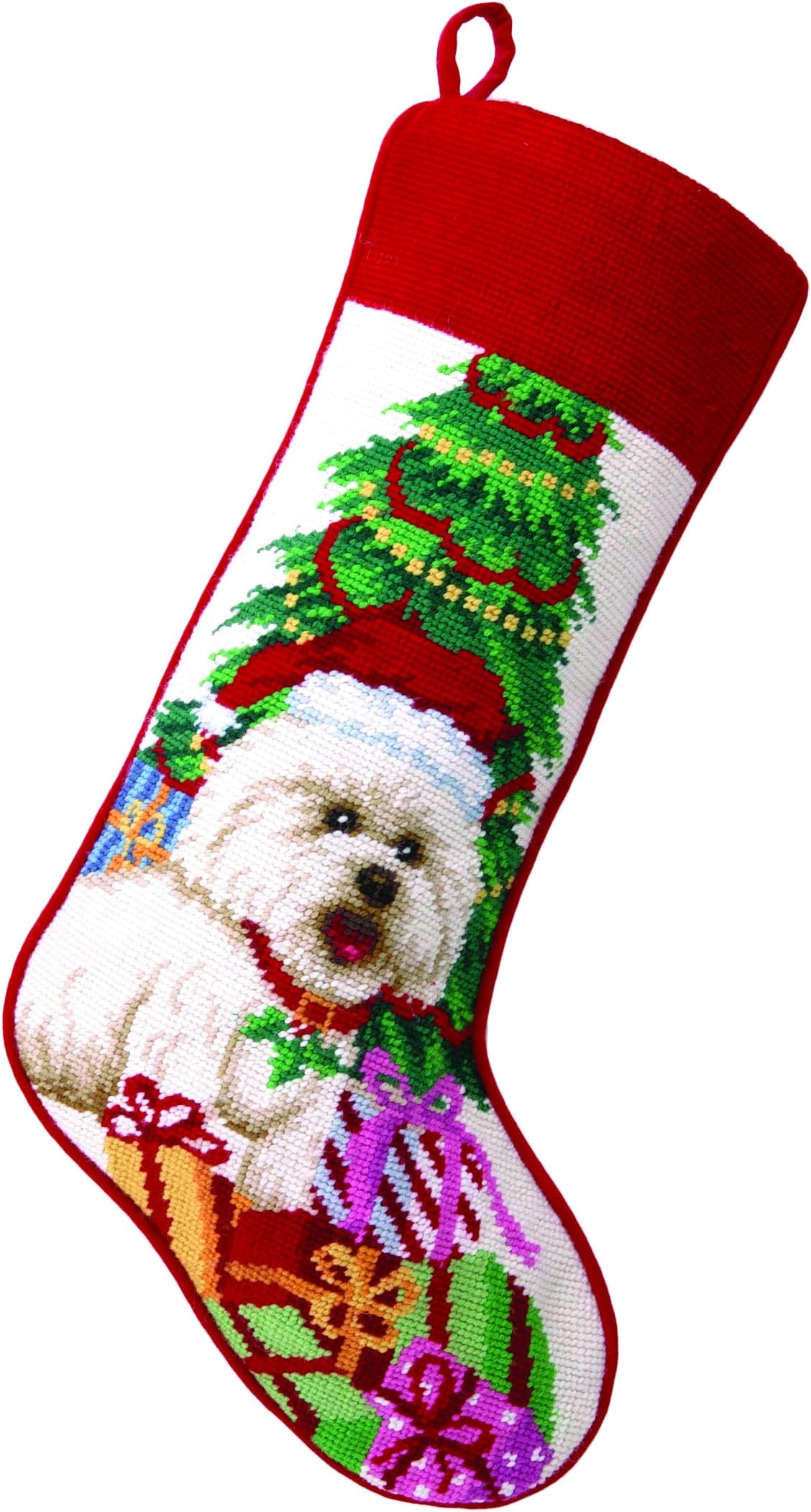 Peking Handicraft 31TA1289MC Bichon Needlepoint Stocking, 11x18
