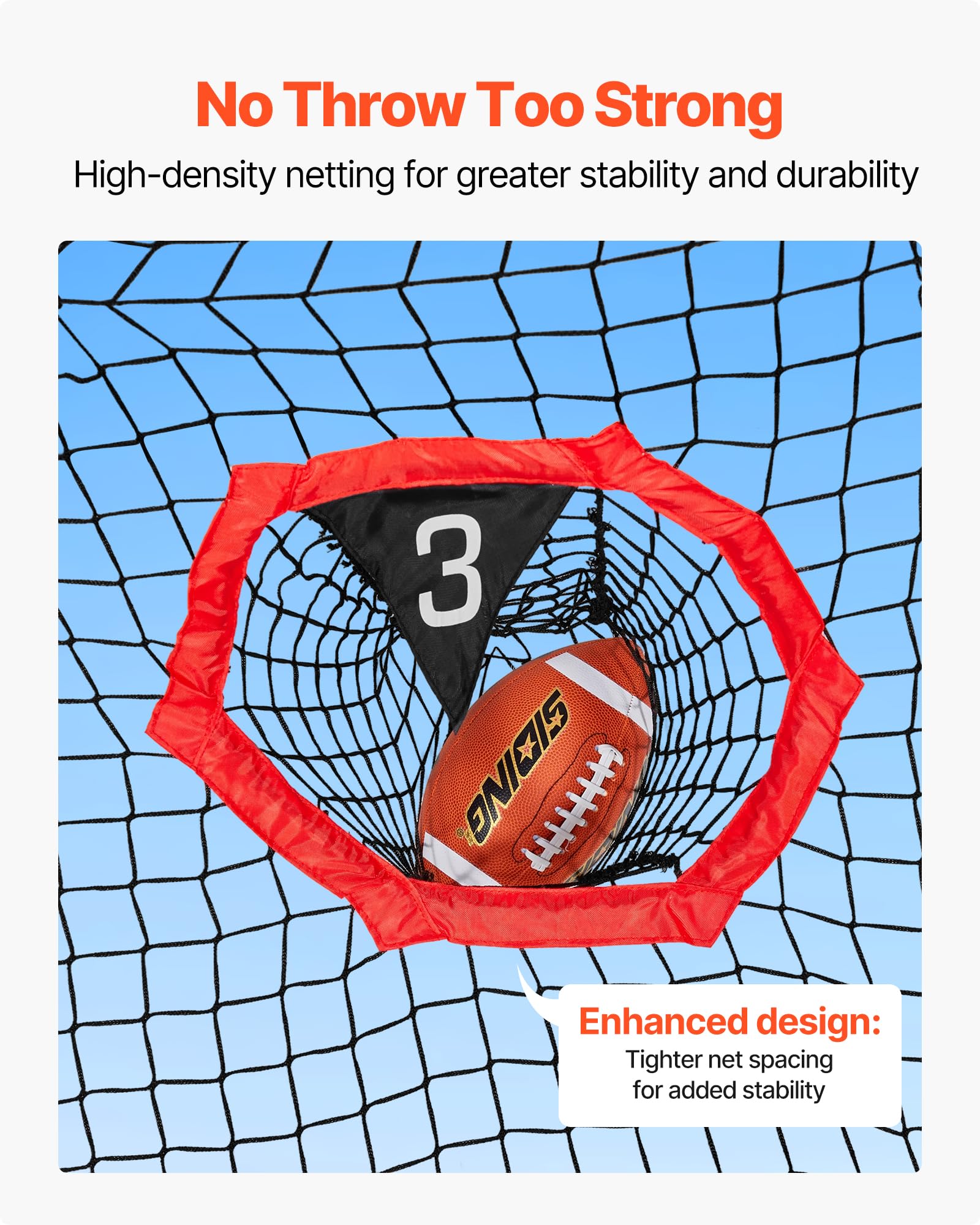 VEVOR Filet d'entraînement pour football 274 x 243 cm, filet de lancer de rugby avec 6 poches pour cibles, sans nœuds, sangles et étui de transport inclus, pour améliorer la précision de lancer, rouge
