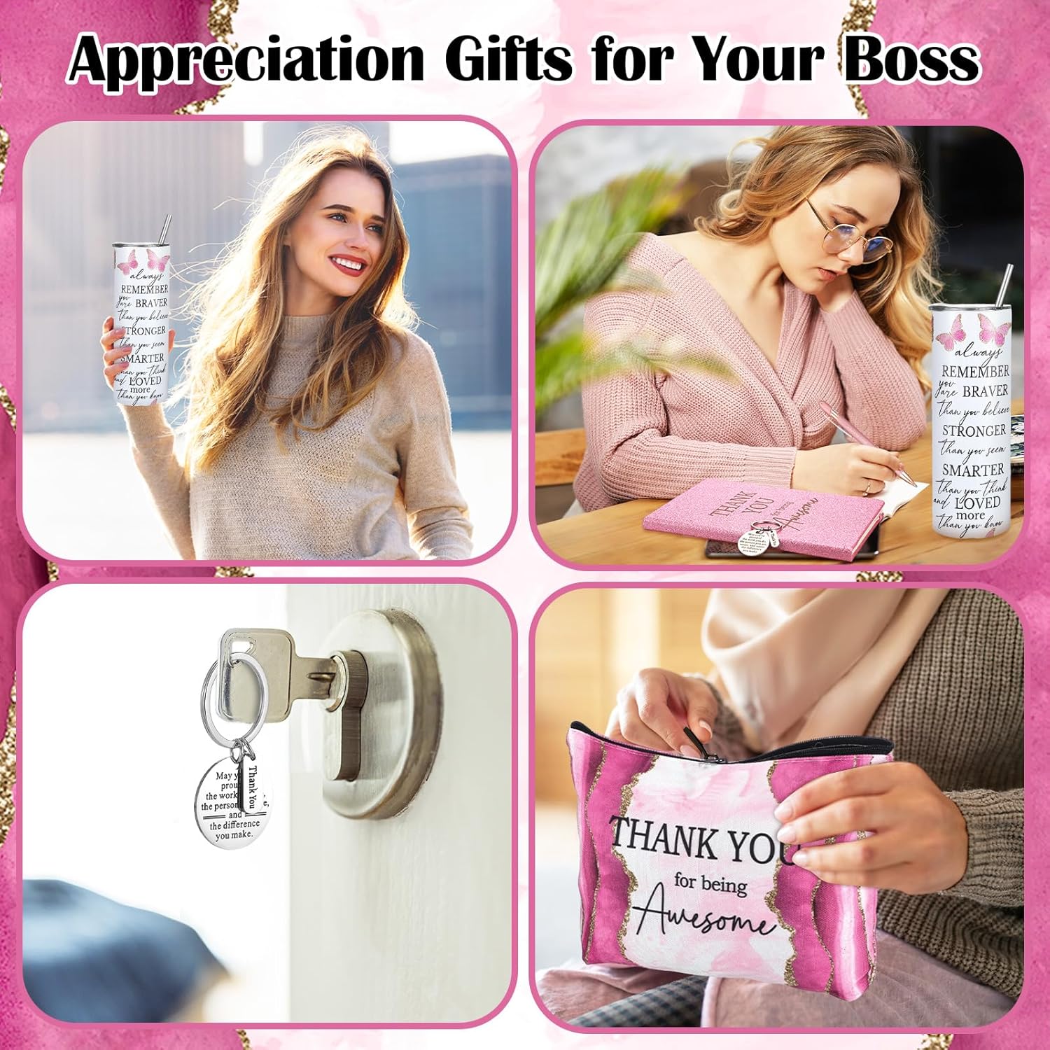 7 Pcs Valentines Employee Appreciation Gifts Set Valentine's Day Thank You Gifts with Pink Tumbler Note Pad Boxes for Boss Women Customer Coworkers Teacher Nurse Medical Assistant Volunteer - Image 5