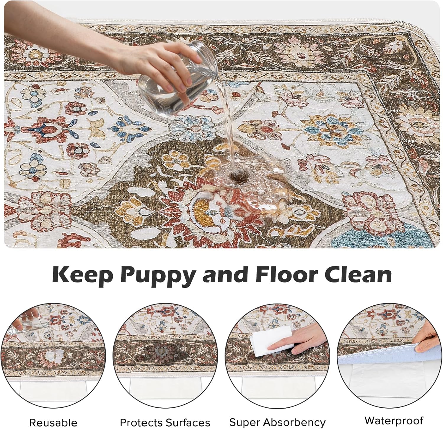 INVENHO 2PACK Washable Pee Pads for Dogs 72"x72" Reusable Dog Pads Extra Large Upgrade Non-Slip Dog Pee Pads Heavy Absorbency Puppy Pee Pads Quick Dry Whelping Pads/Waterproof Puppy Training Pad