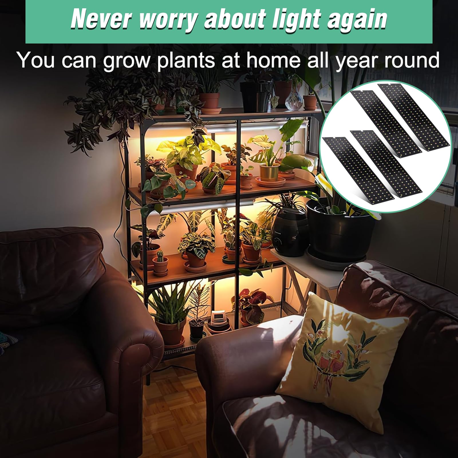 Lot de 2 lampes LED à spectre complet, 270 LED avec 3 modes d'éclairage, lampe pour plantes d'intérieur, avec minuterie, 10 types de luminosité