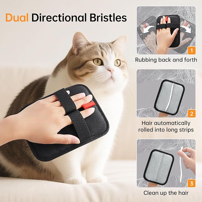 Guantes para quitar pelo de mascotas reutilizables negro miniatura 4