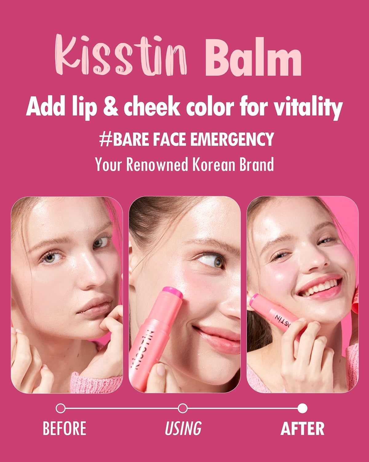 KAHI Multi Balm Max Daily Moisturizer for Face + Kisstin Pink Face Balm Moisturizer Lip and Check Stick | All-in-One Hydrating Lip Balm Eye Cream Neck Cream Make Up Base & Face Mist Moisture Balm Stic