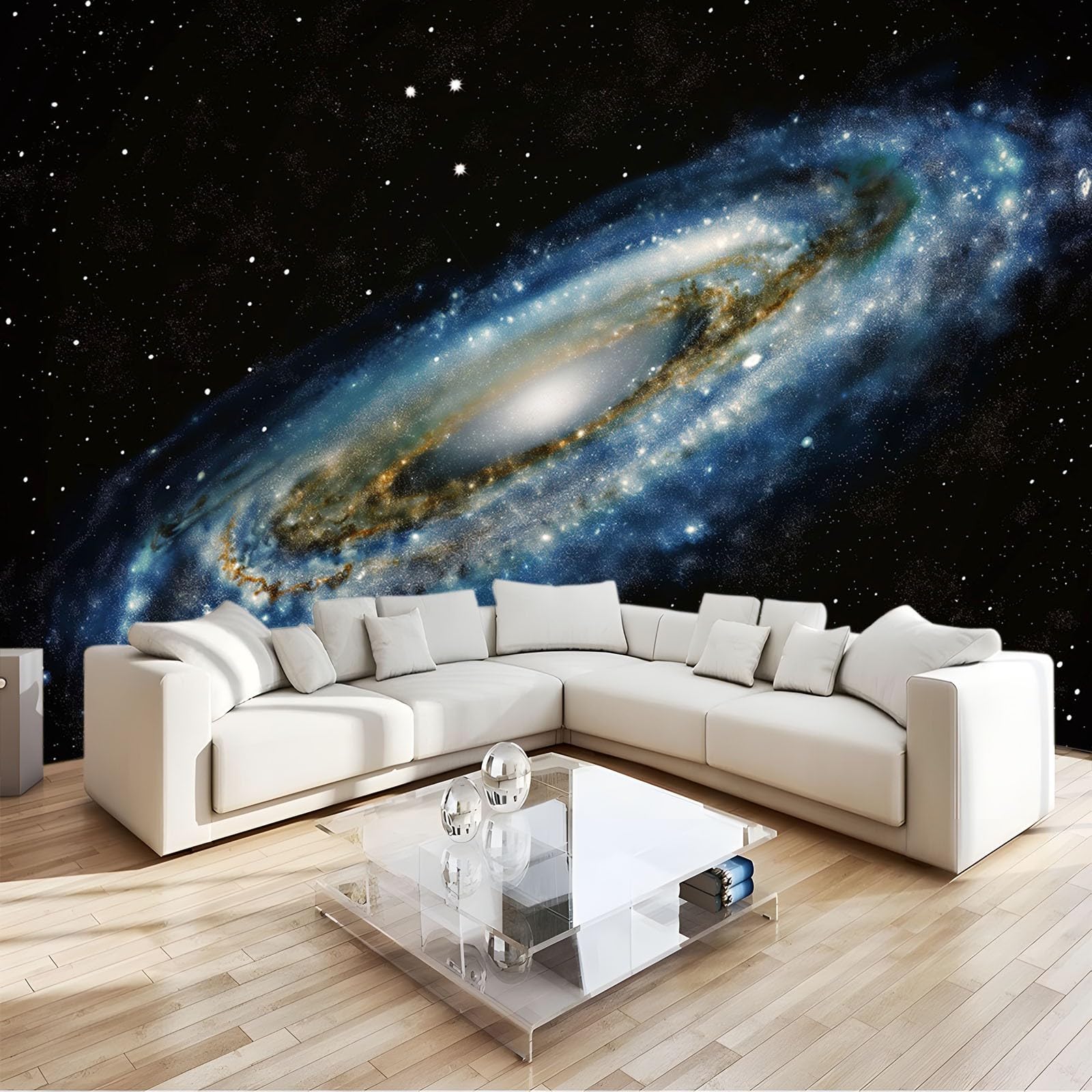 Papier peint galaxie d'Andromède 3D au rendu panoramique haut de gamme