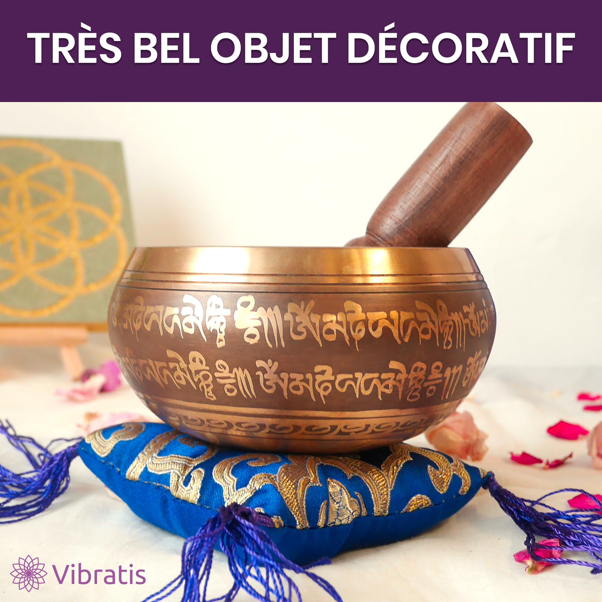 Bol Tibétain Chantant Main Népal - 4" - Méditation, Relaxation - Avec Maillet Et Coussin