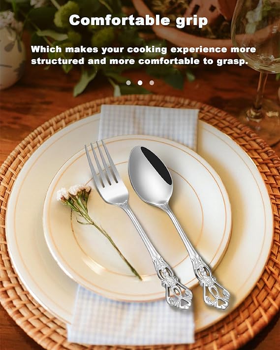 Retro Gorgeous 24 Pieces Silver Flatware Set for 6