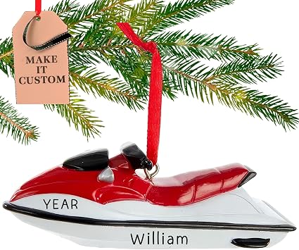 Personalized Jet Ski Ornament 2026 for Adventure Sports Enthusiasts, Jetski | 23h Customized, Laser Engraved Water Sport Christmas Ornaments, Custom Summer Vacation Keepsake Gift from Family & Friends