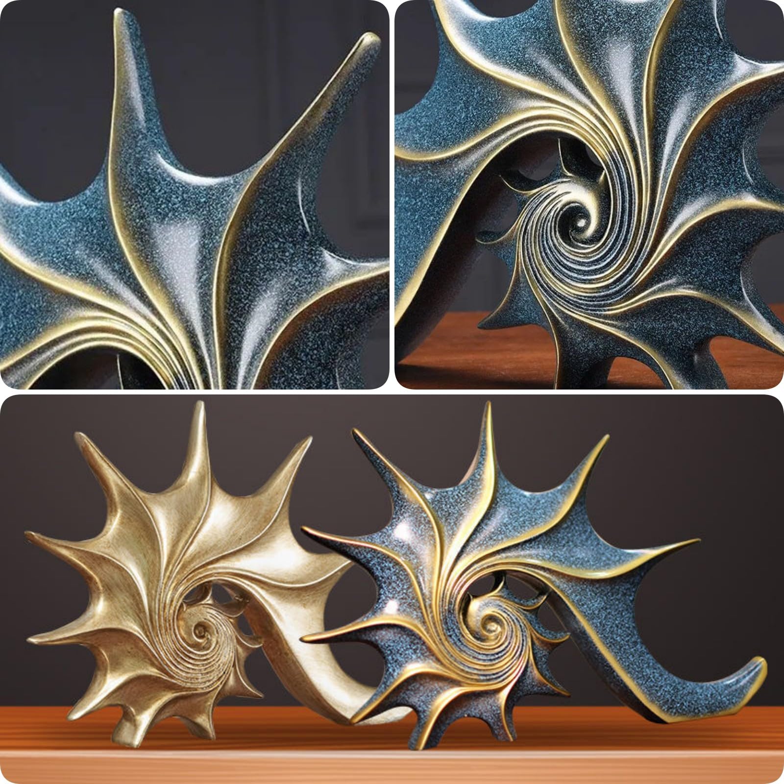 Escultura De La Estata De Conch De Resina Esculturas De La Conch DecoracióN De La Figura En El Escritorio CentríEse De Mesa Decorativa De La Playa para La Oficina Room Room Gabinete,Azul