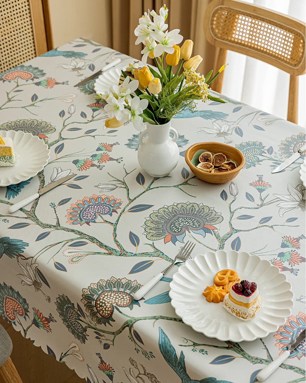LIVETTY Wipe Clean Table Cloth Fabric Table Cloth Wipeable Rectangle Table 135x185cm, Waterproof Oil-Proof Coating - Image 2